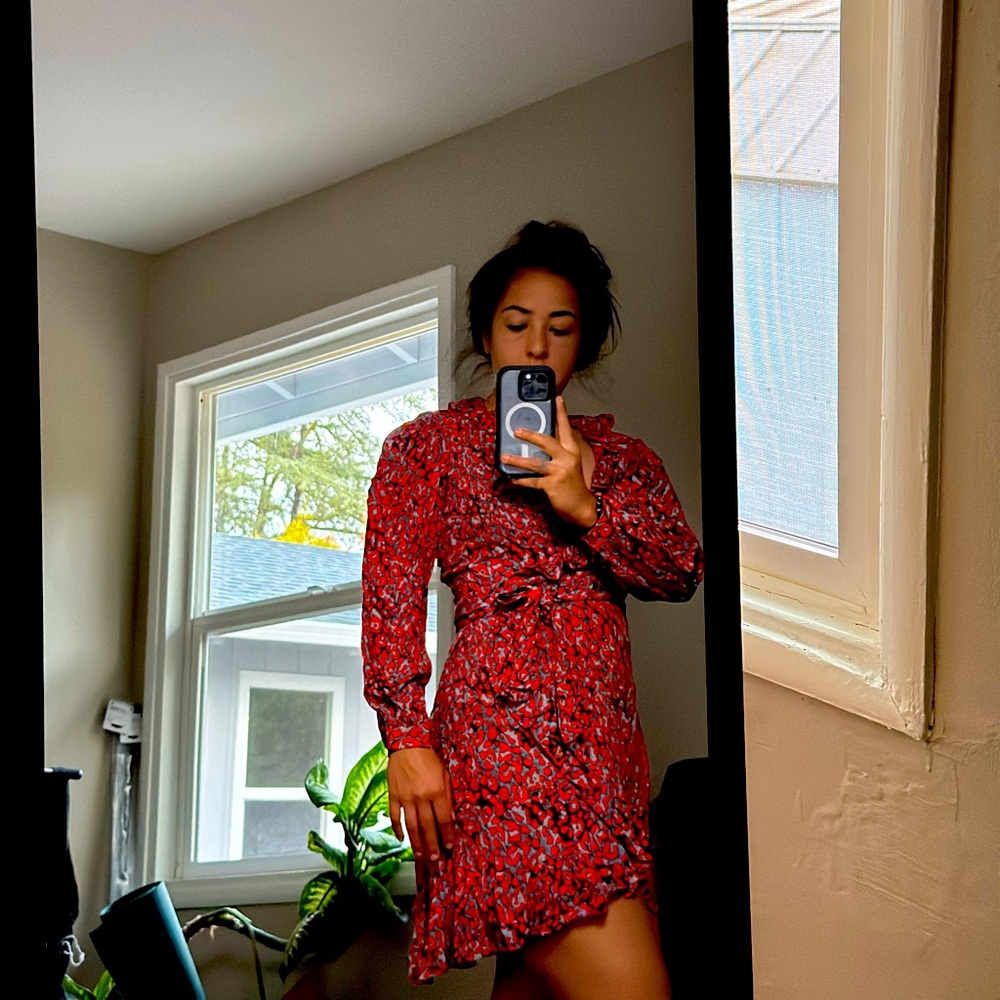 Red Maje mini wrap dress